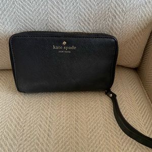 Kate Spade Black Leather Zip-around Wallet